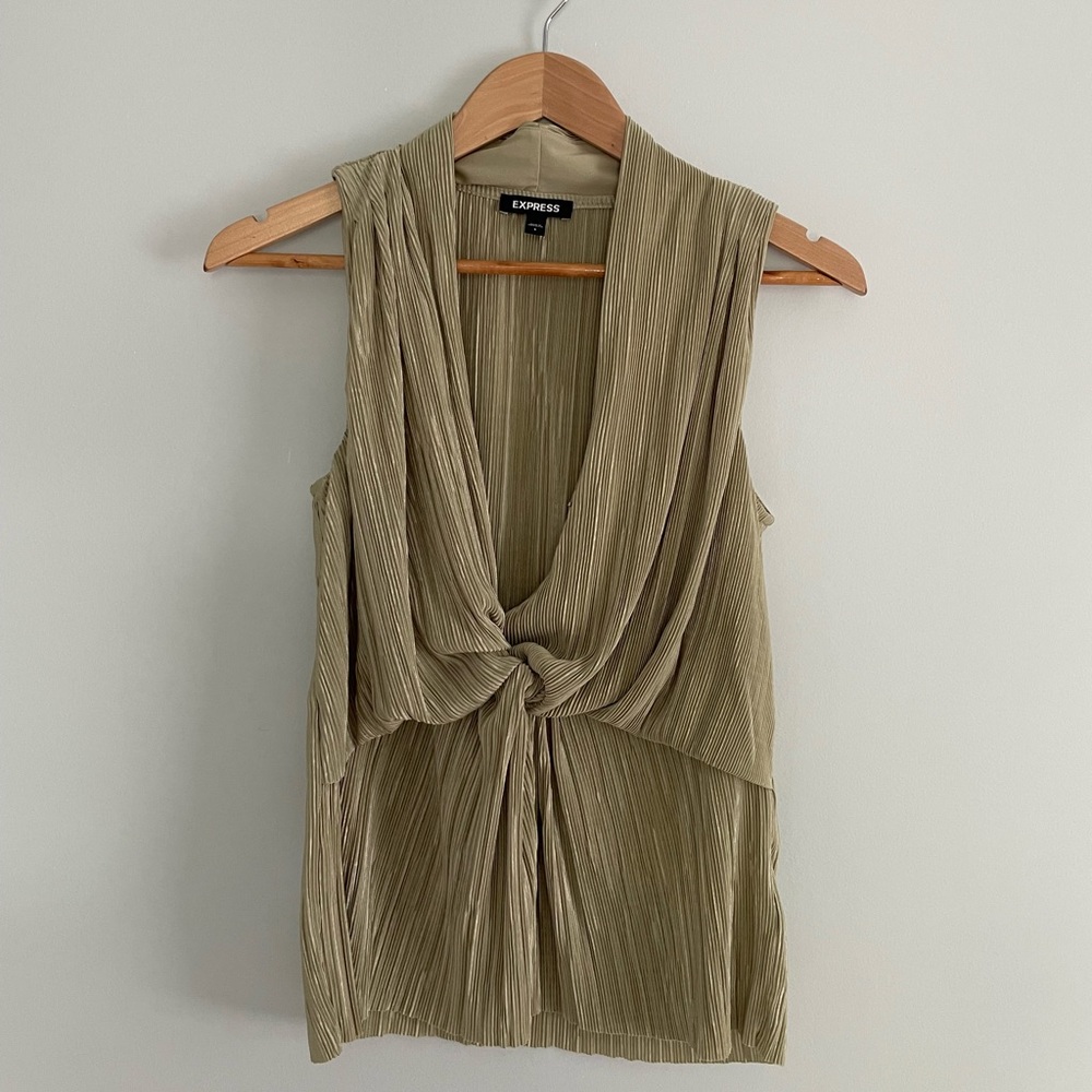 Express olive ruched blouse, size small